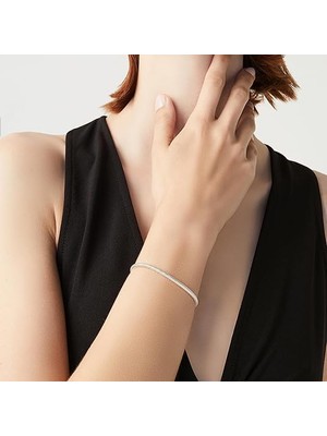 Aee Unisex Çelik Bileklik Italyan Halat Yılan Charm Takılabilir Erkek ve Kadın Bileklik (Gümüş, 3,5m
