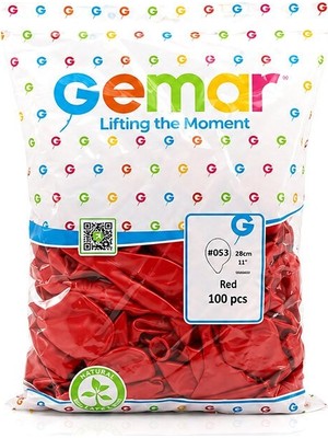 Gemar GM-110-53 Balon 28CM 11'' 100 Adet Metalik Kırmızı