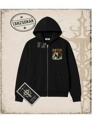 Tarzsokak One Piece Anime Karakterleri  Oversize Unisex Hırka & Çeket Fermuarlı Sweatshirt Beyaz