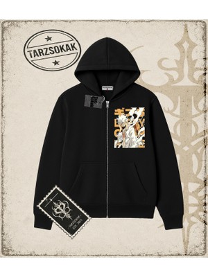 Tarzsokak One Piece Anime Karakterleri  Oversize Unisex Hırka & Çeket Fermuarlı Sweatshirt Beyaz