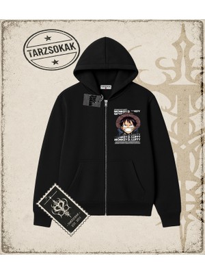 Tarzsokak One Piece Anime Karakterleri  Oversize Unisex Hırka & Çeket Fermuarlı Sweatshirt Beyaz