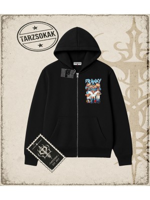 Tarzsokak One Piece Anime Karakterleri  Oversize Unisex Hırka & Çeket Fermuarlı Sweatshirt Beyaz