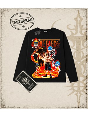 Tarzsokak One Piece Anime Karakterleri  Biskilet Yaka  Long Sleeve Beyaz