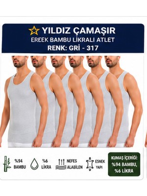 Yıldız Çamaşır Erkek Bambu Likralı Askılı Atlet (315-316-317-318)- 6 Adet