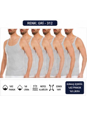 Yıldız Çamaşır Erkek Kaşkorse Likralı Ince Askılı Atlet (310-311-312) - 6 Adet