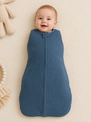 Lilliy 4 Kat Muslin Fermuarlı Bebek Kundak Yenidoğan Uyku Kundağı Nefes Alabilir Bebek Kundağı