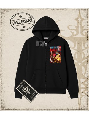 Tarzsokak One Piece Anime Karakterleri  Oversize Unisex Hırka & Çeket Fermuarlı Sweatshirt Beyaz