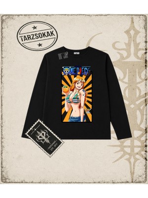 Tarzsokak One Piece Anime Karakterleri  Biskilet Yaka  Long Sleeve Beyaz