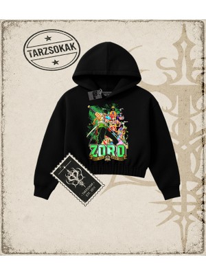 Tarzsokak One Piece Anime Karakterleri  Kadın Crop Kapşonlu Sweatshirt Beyaz
