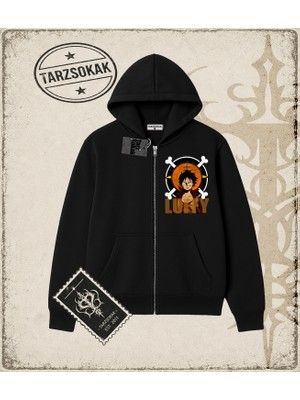 Tarzsokak One Piece Anime Karakterleri  Oversize Unisex Hırka & Çeket Fermuarlı Sweatshirt Beyaz