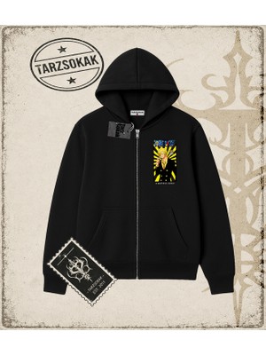 Tarzsokak One Piece Anime Karakterleri  Oversize Unisex Hırka & Çeket Fermuarlı Sweatshirt Beyaz