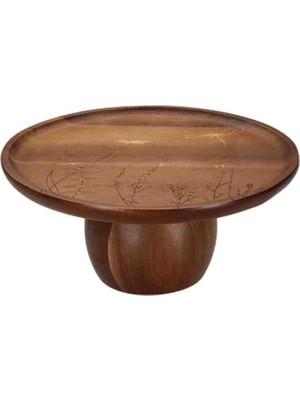 Porland Woodflower Çiçek Desenli Akasya Kek Standı 25 cm