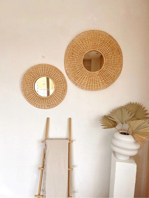 Kai Home Bambu / Rattan 2li Dekoratif Ayna 70-55CM