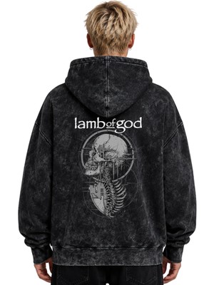 Sevbano Lamb Of God Rock Metal Müzik Grubu Baskılı Unisex Oversize Yıkamalı Premium Hoodie Sweatshirt