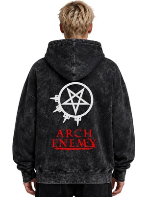 Sevbano Arch Enemy Rock Metal Müzik Grubu Baskılı Unisex Oversize Yıkamalı Premium Hoodie Sweatshirt