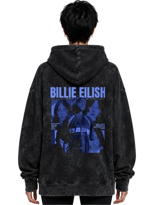 Sevbano Billie Eilish Şarkıcı Baskılı Unisex Oversize Yıkamalı Premium Hoodie Sweatshirt