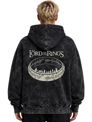 Sevbano Yüzüklerin Efendisi Tasarım Film Baskılı Unisex Oversize Yıkamalı Hoodie Sweatshirt