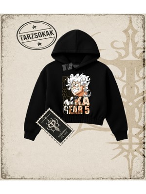 Tarzsokak One Piece Anime Karakterleri  Kadın Crop Kapşonlu Sweatshirt Beyaz