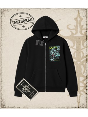 Tarzsokak One Piece Anime Karakterleri  Oversize Unisex Hırka & Çeket Fermuarlı Sweatshirt Beyaz