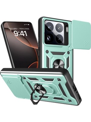 Magicool Xiaomi Mi 15 Pro Kılıf Pars Lens Yüzüklü Silikon - Yeşil