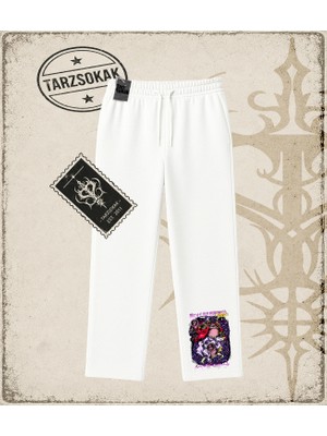 Tarzsokak One Piece Anime Karakterleri  Unisex Baggy Eşofman Altı Beyaz