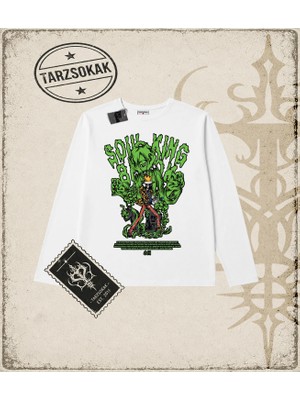 Tarzsokak One Piece Anime Karakterleri  Biskilet Yaka  Long Sleeve Beyaz
