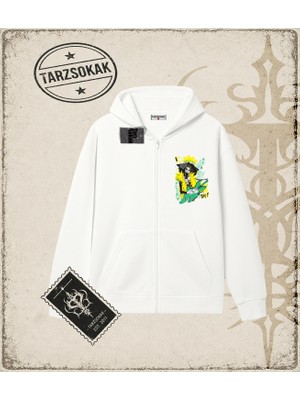 Tarzsokak One Piece Anime Karakterleri  Oversize Unisex Hırka & Çeket Fermuarlı Sweatshirt Beyaz