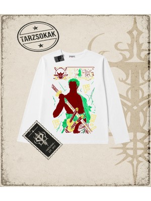 Tarzsokak One Piece Anime Karakterleri  Biskilet Yaka  Long Sleeve Beyaz