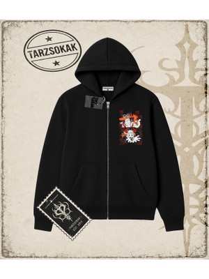 Tarzsokak One Piece Anime Karakterleri  Oversize Unisex Hırka & Çeket Fermuarlı Sweatshirt Beyaz