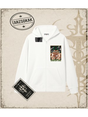 Tarzsokak One Piece Anime Karakterleri  Oversize Unisex Hırka & Çeket Fermuarlı Sweatshirt Beyaz