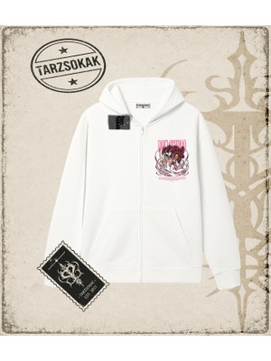 Tarzsokak One Piece Anime Karakterleri  Oversize Unisex Hırka & Çeket Fermuarlı Sweatshirt Beyaz