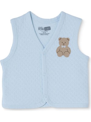 Hellobaby Erkek Bebek Kapitone Yelek Hayvan Baskılı Çıtçıtlı V Yaka Sleeveless