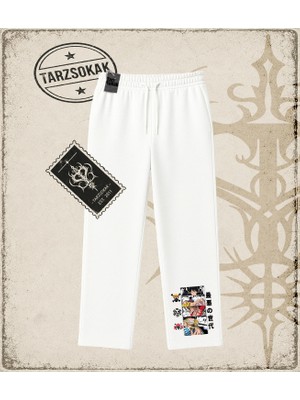 Tarzsokak One Piece Anime Karakterleri  Unisex Baggy Eşofman Altı Beyaz