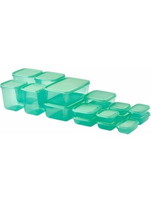 Pruta Saklama Kabı Set, Gıda Maddeleri Için, Şeffaf, Mikrodalga Fırına Uygun, Yeşil, 17 Kutu