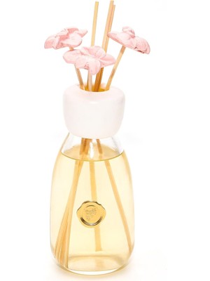 230 ml Pembe Seramik Çiçek Taş Çubuklu Garden Rose-Pudra Oda Kokusu