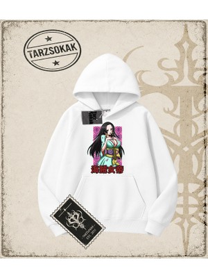 Tarzsokak One Piece Anime Karakterleri  Oversize Unisex Kapşonlu Sweatshirt Beyaz