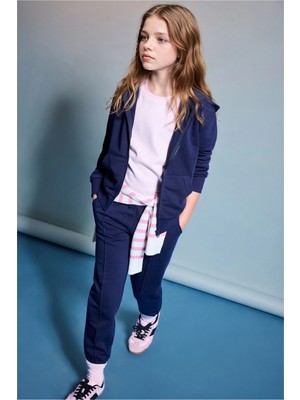 DeFacto Fermuarlı Kanguru Cepli Kapüşonlu Basic Sweatshirt Hırka Kız Çocuk C8110A826AU