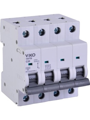 10VTB-4C20 Otomatik Sigorta 10KA C Tipi 4 Kutup 20A