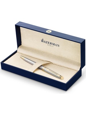 Waterman Hemisphere Paslanmaz Çelik Altın Tasarımlı Tükenmez Kalem, Orta Kalınlıkta Uç, Mavi Mürekkep