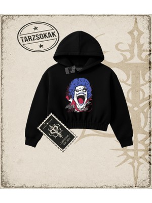 Tarzsokak One Piece Anime Karakterleri  Kadın Crop Kapşonlu Sweatshirt Beyaz