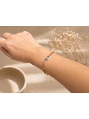 CM Jewelry Alerji Yapmayan cm 14K Nazar Boncuk Bileklik