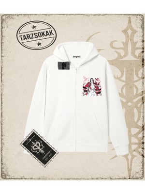 Tarzsokak One Piece Anime Karakterleri  Oversize Unisex Hırka & Çeket Fermuarlı Sweatshirt Beyaz