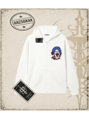 Tarzsokak One Piece Anime Karakterleri  Oversize Unisex Hırka & Çeket Fermuarlı Sweatshirt Beyaz
