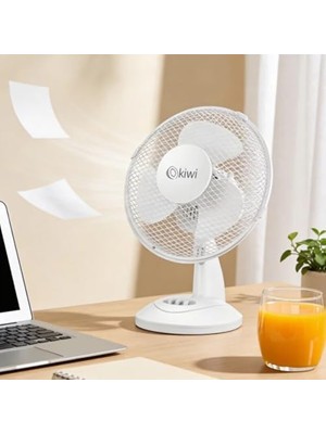 Masaüstü Vantilatör 23 cm Fan Çapı, 3 Kademeli Hız Ayarlı, Salınım Fonksiyonlu, Sessiz Çalışan Kompakt Mini Fan, Ev Ofis Masa Üstü Kullanım Için Beyaz Vantilatör