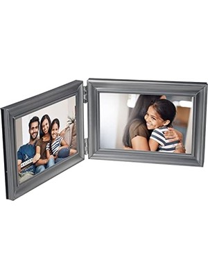 Malden International Designs Concourse Kalaylı Metal Menteşeli Resim Çerçevesi, Çift Yatay, 2-4x6, Gümüş
