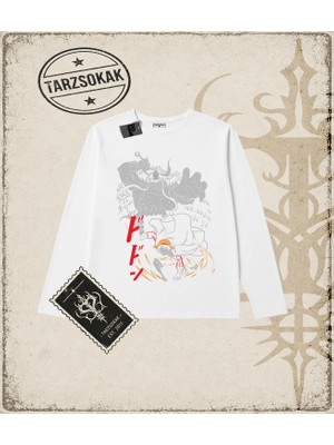 Tarzsokak One Piece Anime Karakterleri  Biskilet Yaka  Long Sleeve Beyaz