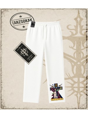 Tarzsokak One Piece Anime Karakterleri  Unisex Baggy Eşofman Altı Beyaz