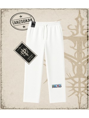 Tarzsokak One Piece Anime Karakterleri  Unisex Baggy Eşofman Altı Beyaz