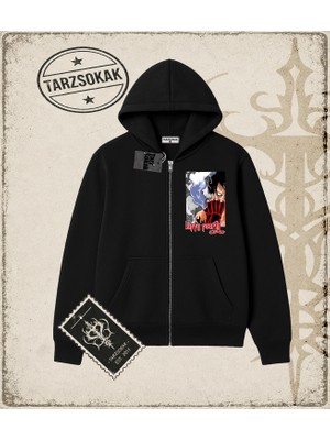 Tarzsokak One Piece Anime Karakterleri  Oversize Unisex Hırka & Çeket Fermuarlı Sweatshirt Beyaz