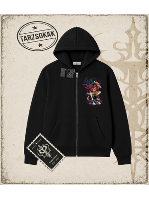 Tarzsokak One Piece Anime Karakterleri  Oversize Unisex Hırka & Çeket Fermuarlı Sweatshirt Beyaz